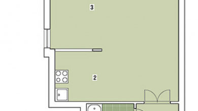 Фото - Перепланировка Двухкомнатная квартира общей площадью 58,4м2: Нюанс, контраст и форма в доме