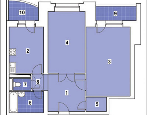 Фото - Перепланировка Двухкомнатная квартира общей площадью 66,3 м2: В согласии с природой в доме