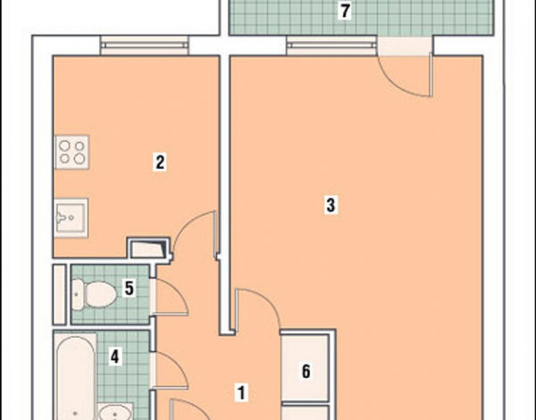 Фото - Перепланировка Однокомнатная квартира в доме серии П46: От нейтрального к контрастному в доме П-46