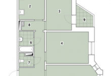 Фото - Перепланировка Трехкомнатная квартира в доме серии И-79-99: Цвет, рельеф и геометрия в доме И-79-99